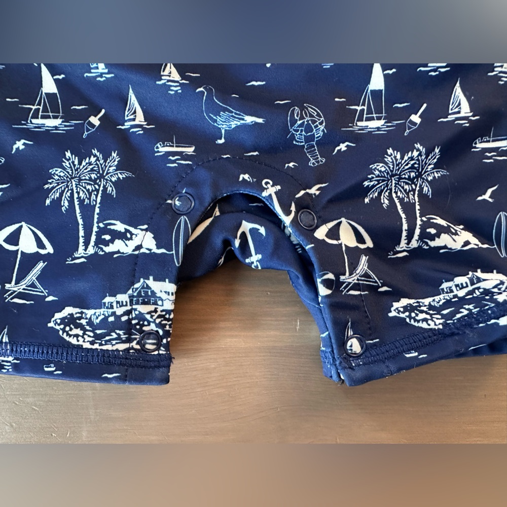 Janie and Jack Blue Toile Rash Guard 12-18M - Picture 5 of 6